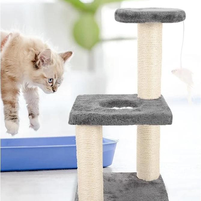 Arranhador para Gatos com 3 Bases e Brinquedo para Pets