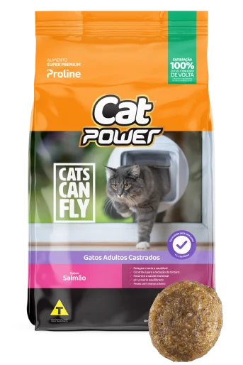 Ração Power Super Premium para Gatos Adultos Castrados Sabor Salmão - 10,1kg