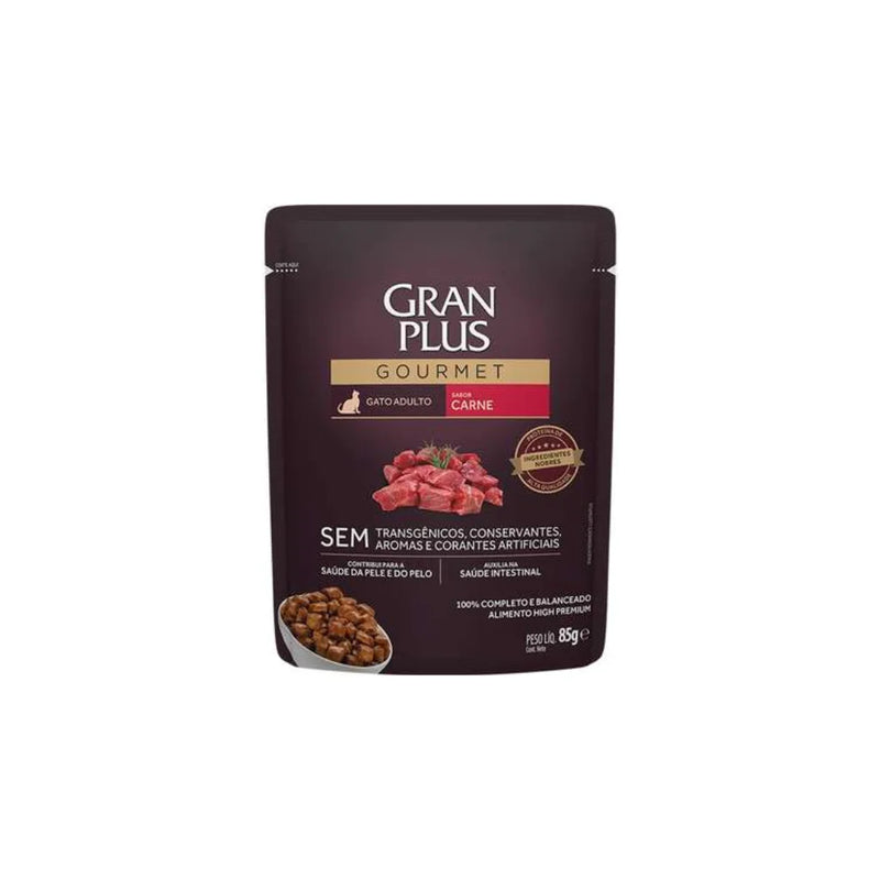 Pack Ração Úmida GranPlus Gourmet Sachê Carne para Gatos Adultos 18 Unidades de 85g Cada