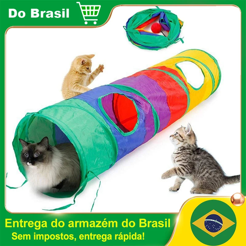 Túnel Dobrável para Gatos - Brinquedo Interativo para Gatos, Filhotes, Coelhos e Cães Pequenos