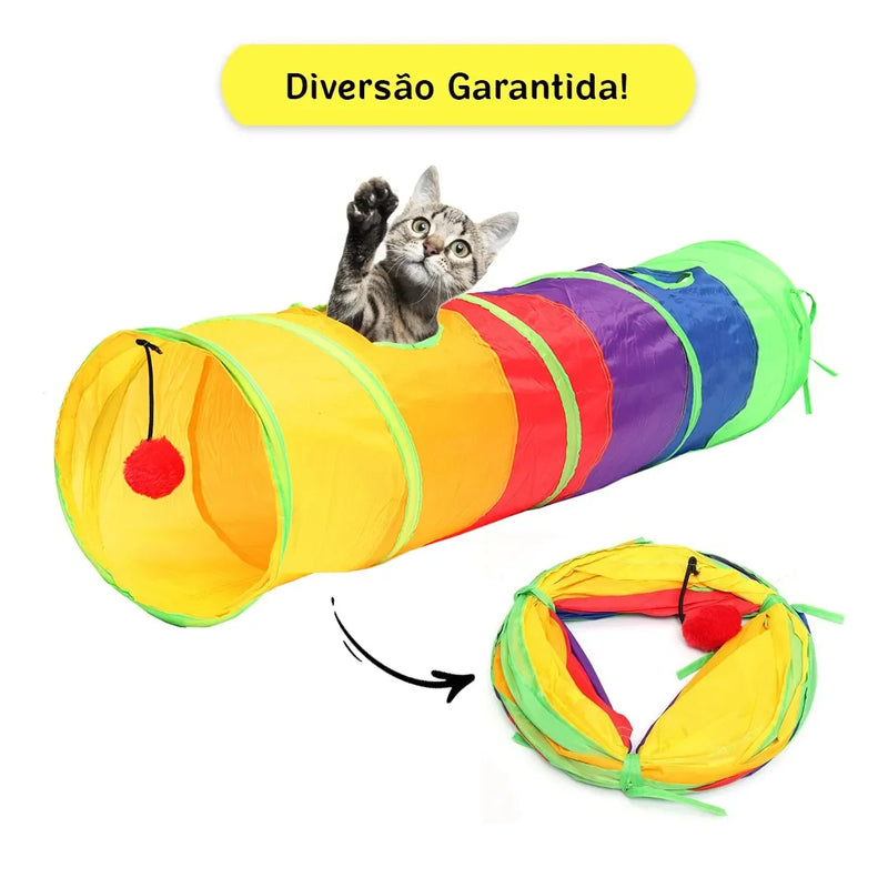 Túnel Dobrável para Gatos - Brinquedo Interativo para Gatos, Filhotes, Coelhos e Cães Pequenos