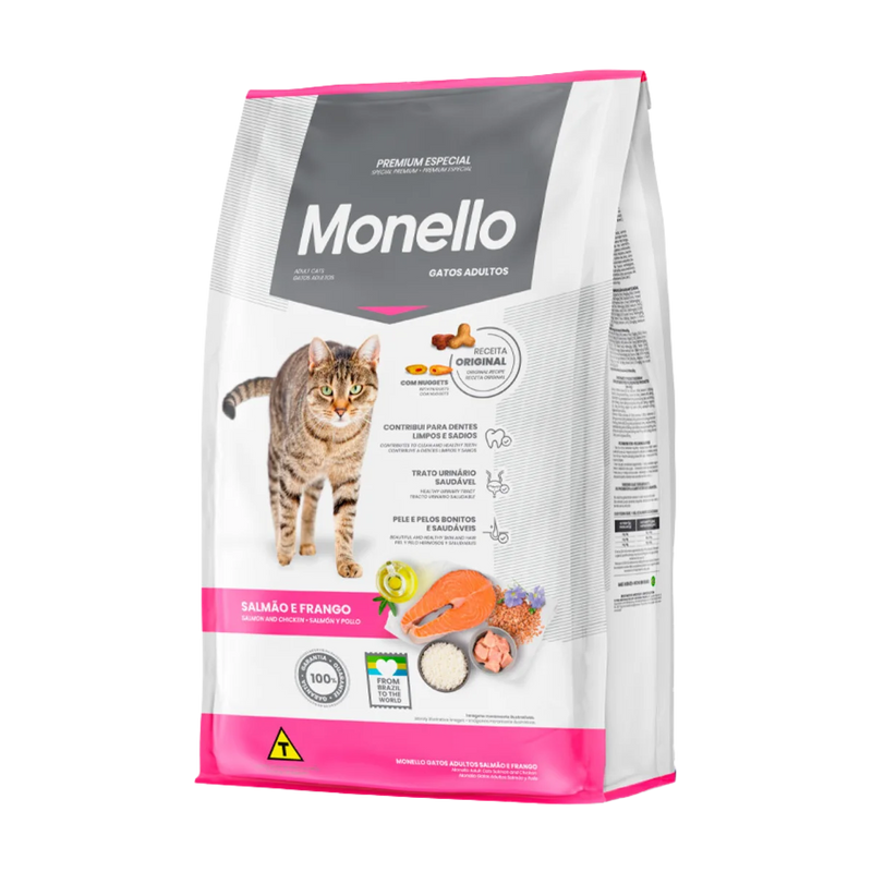 Ração Monello para Gatos Adultos Sabor Salmão e Frango - 1kg