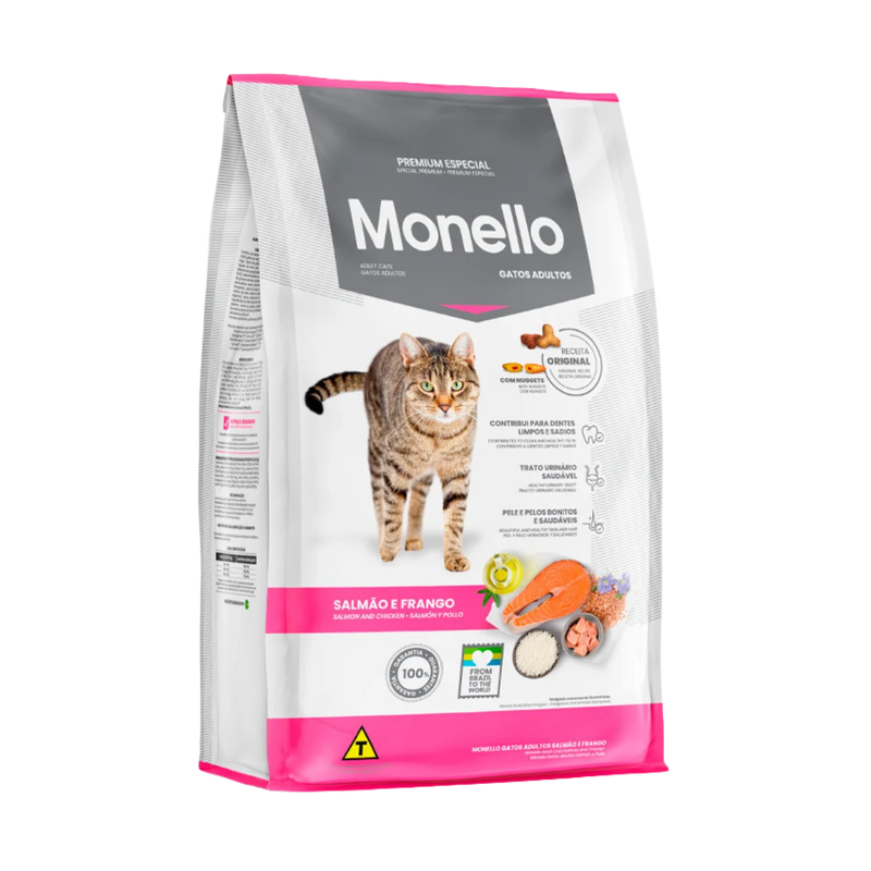 Ração Monello para Gatos Adultos Sabor Salmão e Frango - 1kg