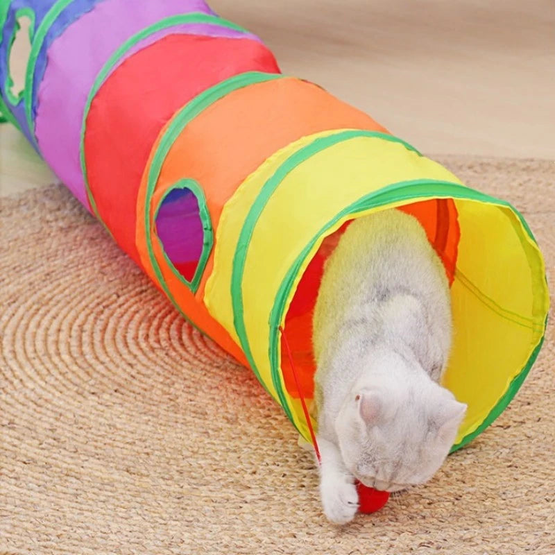 Túnel Dobrável para Gatos - Brinquedo Interativo para Gatos, Filhotes, Coelhos e Cães Pequenos